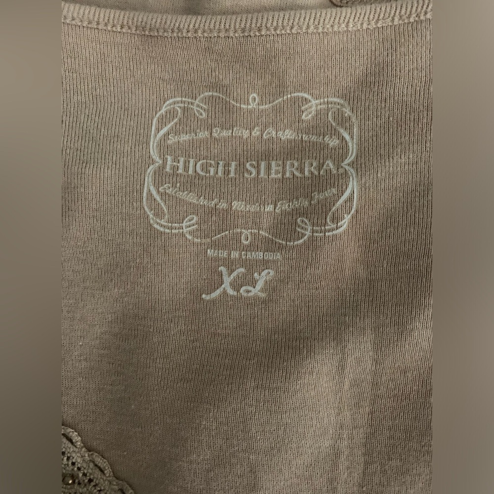 High Sierra Tan Lace-Trimmed Long Sleeve Blouse - Picture 6 of 7